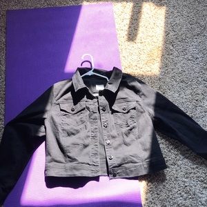 Black cropped denim jacket